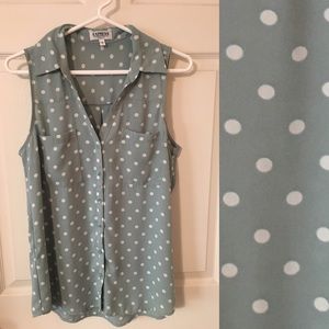 Express Polka Dot Sheer Career Tank Button Down